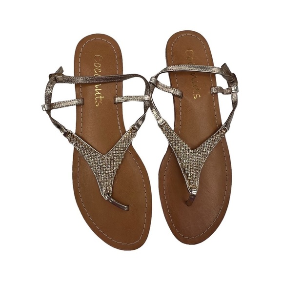 Coconuts by Matisse Gold Delight Gemstone Ankle Strap Sandals Size 10 Women's - Picture 3 of 7